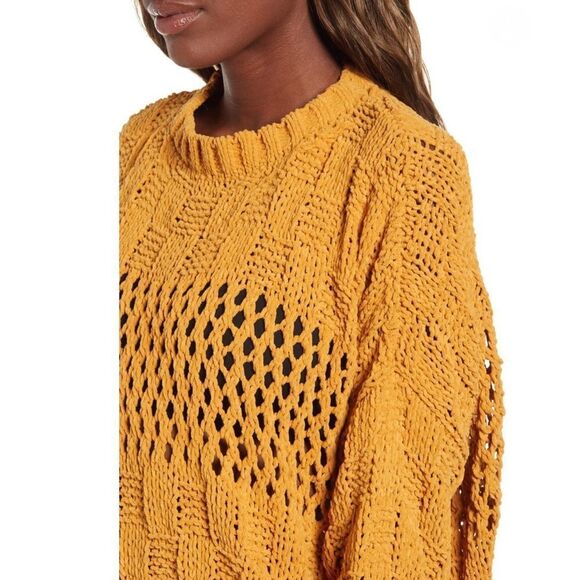 NWT Billabong Onward We Go Chenille Sweater Mustard L - Picture 5 of 12